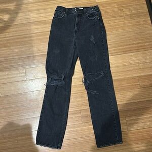 Abercrombie Black Distressed Ultra High Rise 90s Straight Jeans -Women’s Size 25